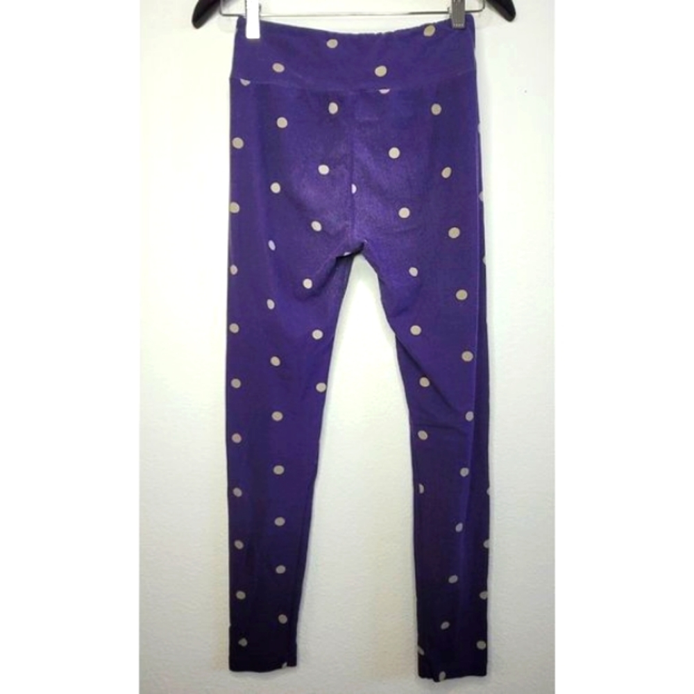 LuLaRoe Leggings Purple With Gold Polka Dots One Size